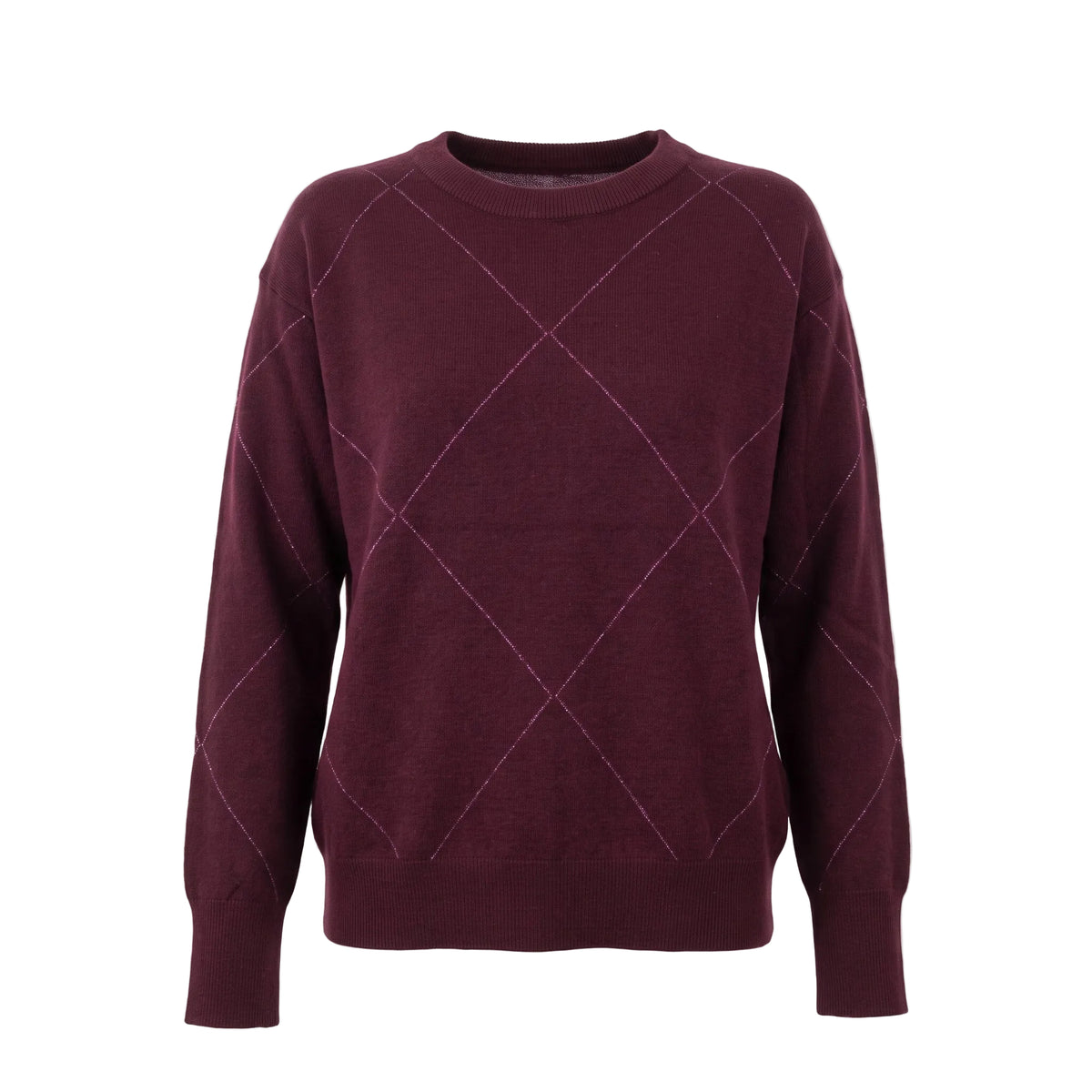 Maglione girocollo a rombi con lurex