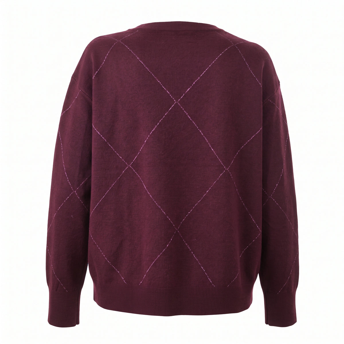 Maglione girocollo a rombi con lurex