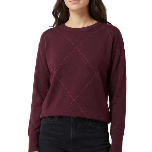 Maglione girocollo a rombi con lurex
