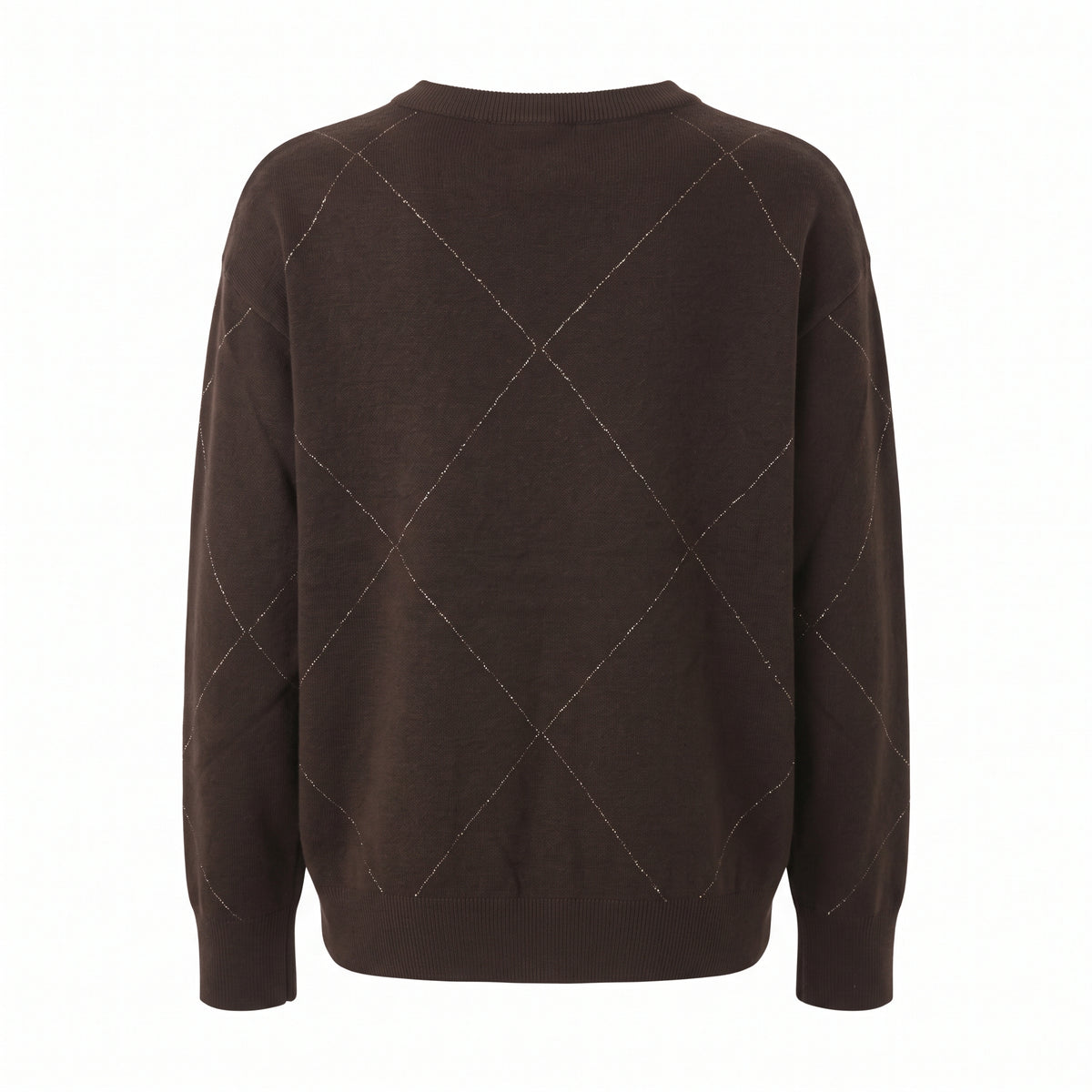 Maglione girocollo a rombi con lurex