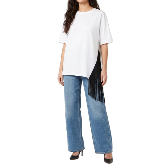 T-shirt over con frange