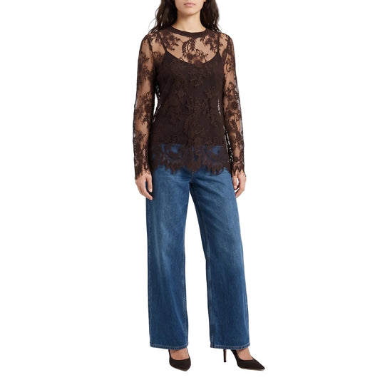 Maglia M/L in pizzo macramè