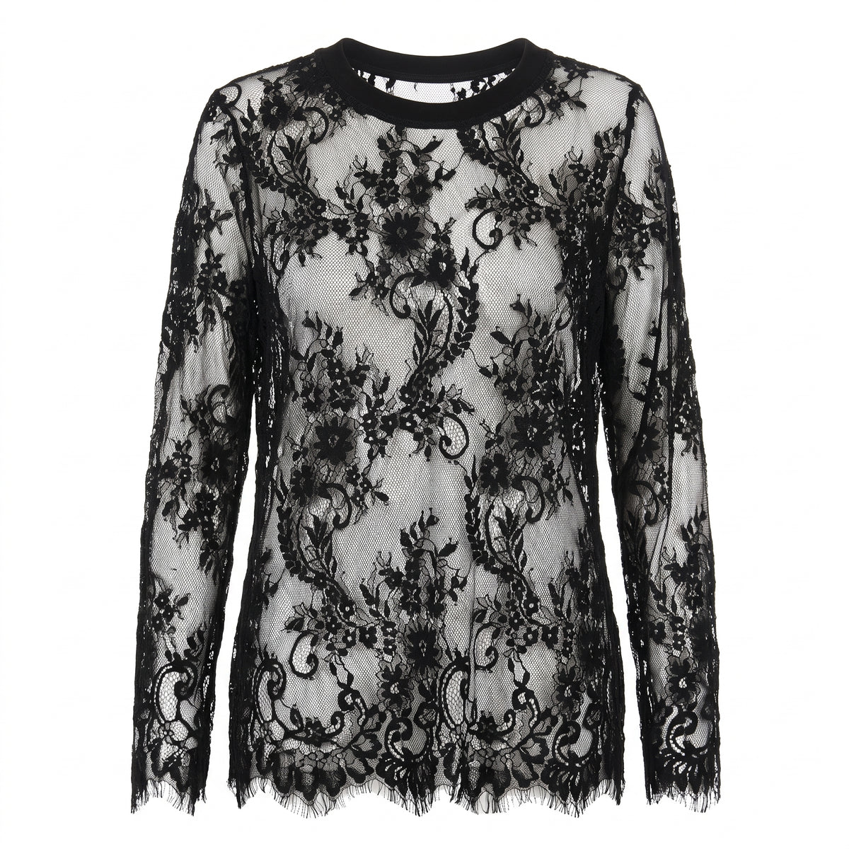 Maglia M/L in pizzo macramè