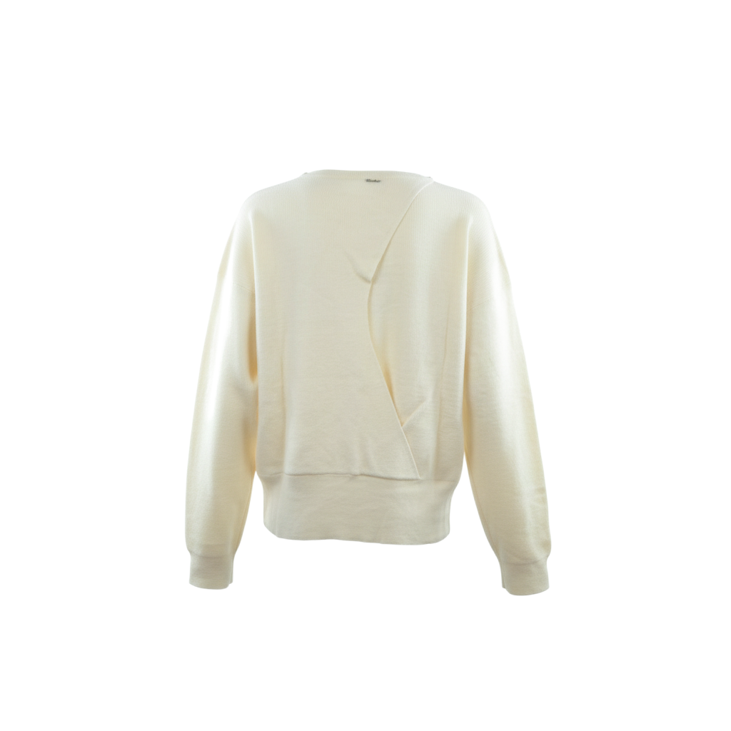 Maglia crop color crema Peg Fashion Store con spacco posteriore irregolare e maniche lunghe con polsini