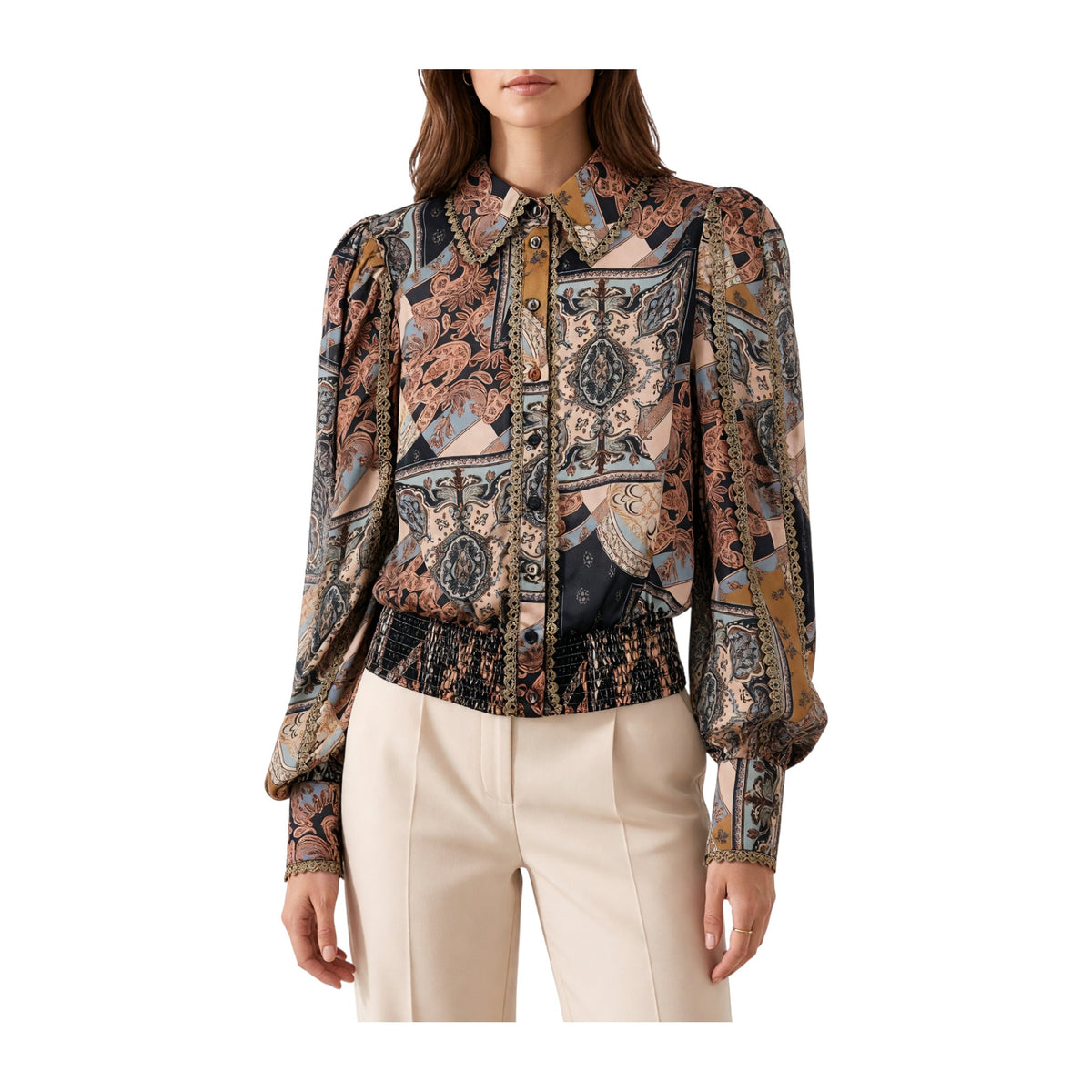 Camicia paisley con ricami