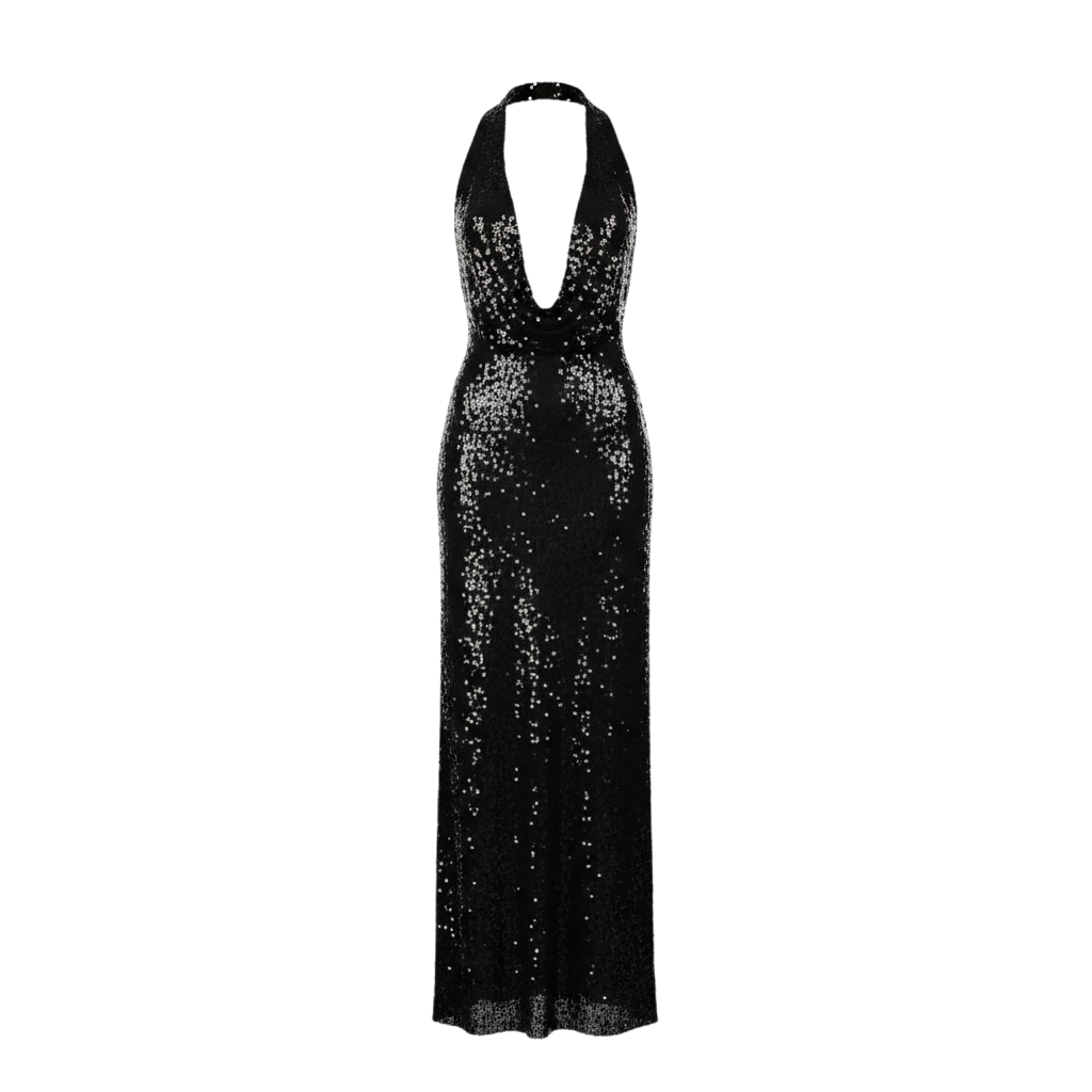 SEQUINED HALTER DRESS