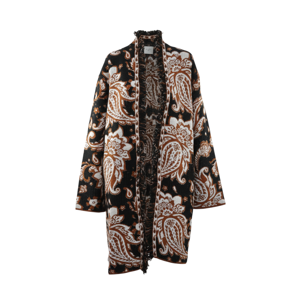 Giacca lunga con stampa Paisley