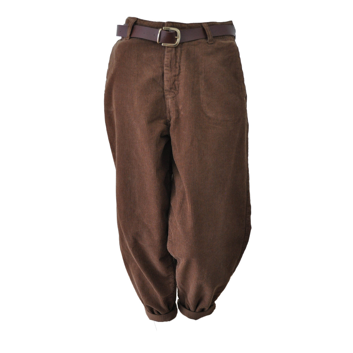 Pantalone cropped in velluto con cintura