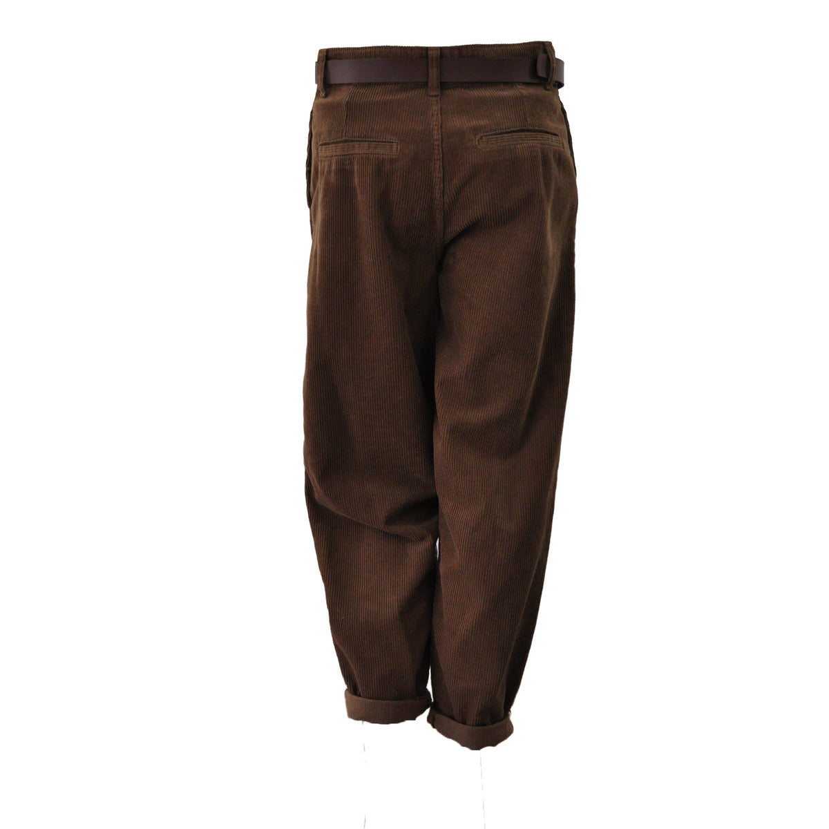 Pantalone cropped in velluto con cintura
