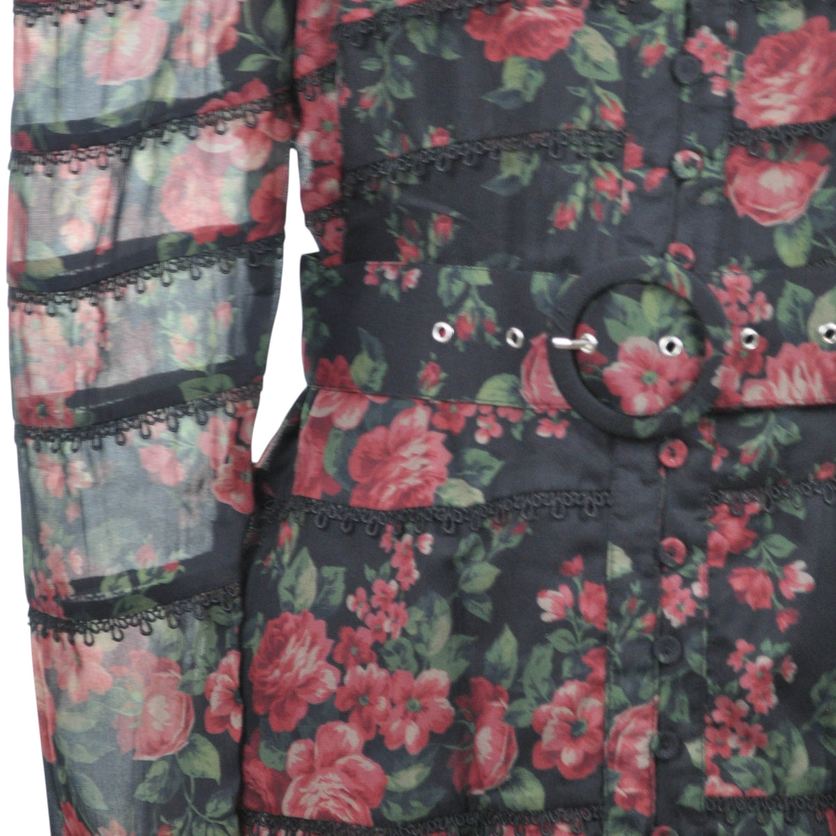 Abito ricamato con stampe a fiori