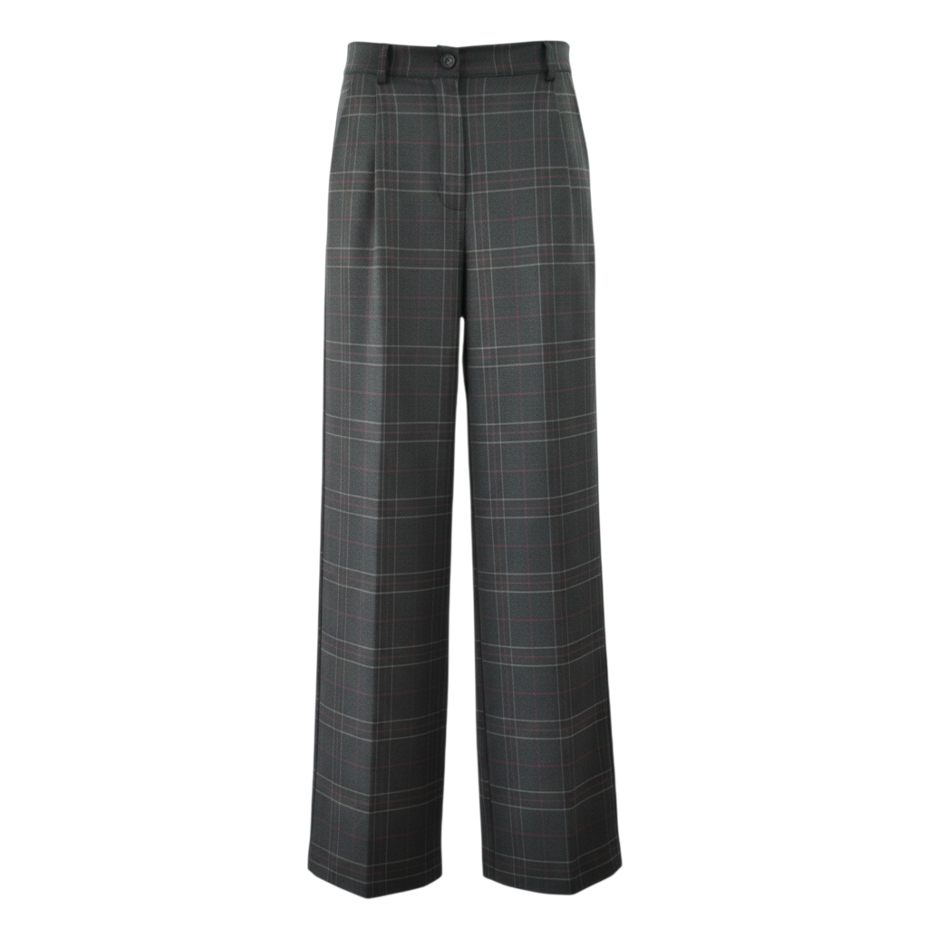 Pantalone palazzo Peg Fashion Store a vita alta con motivo a quadri grigio e linee sottili rosse
