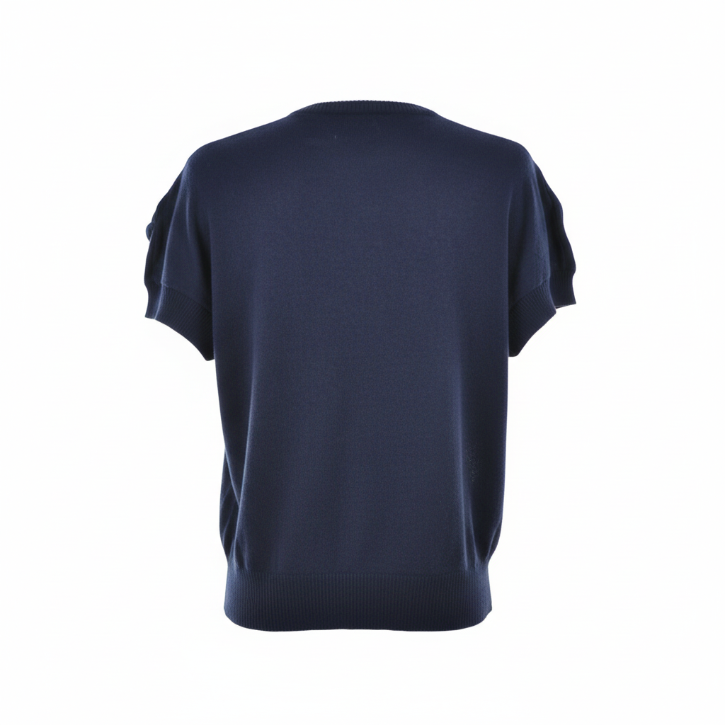 Maglia smanicata con applicazioni di organza