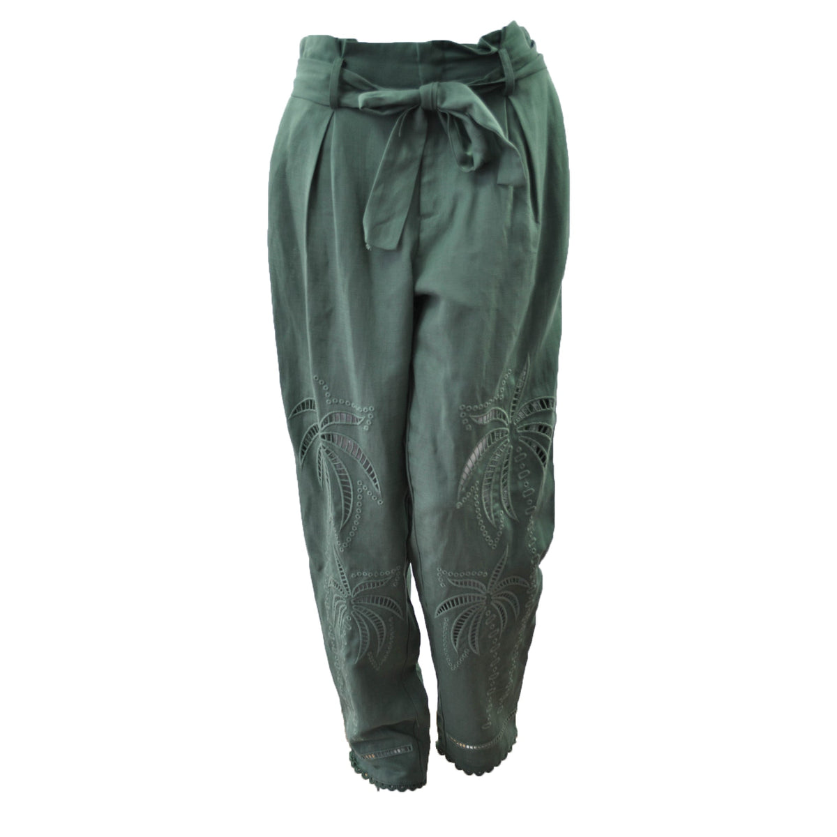 Pantalone in lino ricamato