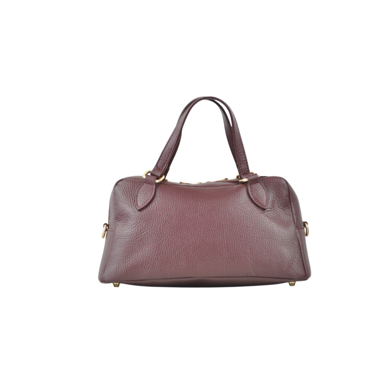 Borsa bauletto Peg Fashion Store in pelle martellata color prugna con manici e dettagli dorati