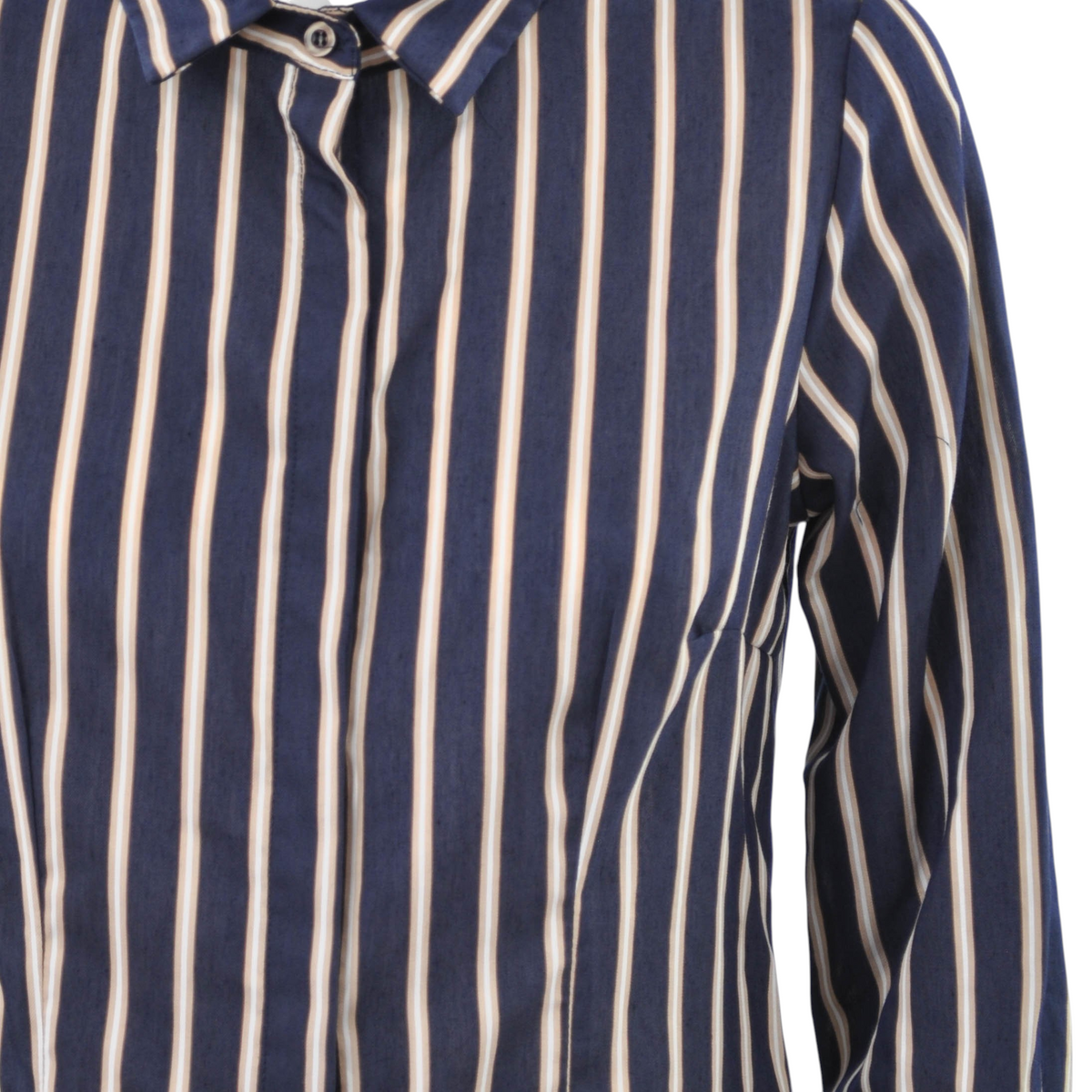 Camicia a righe Peg Fashion Store blu e beige con colletto classico e maniche lunghe