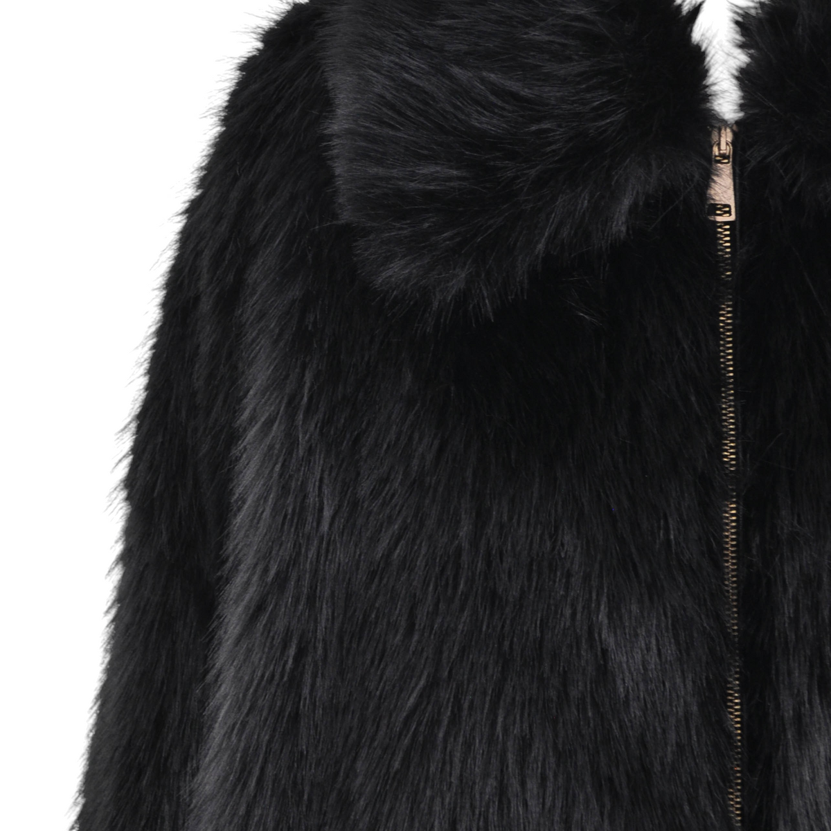 Giacca in ecopelliccia nera Peg Fashion Store con chiusura a zip centrale e colletto morbido