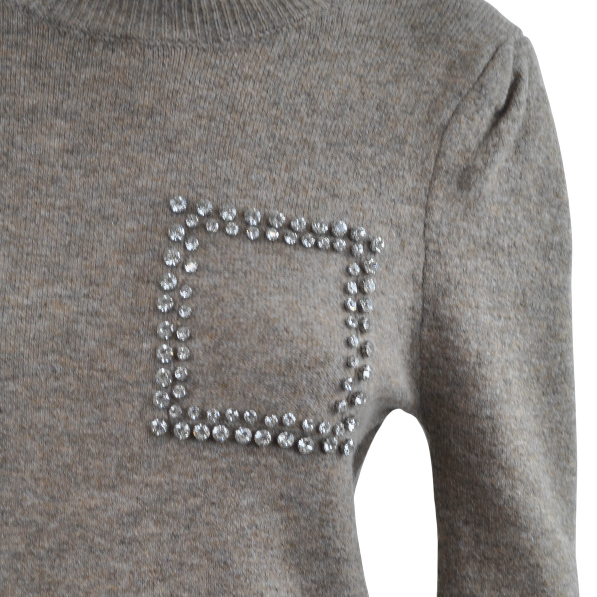Maglia Peg Fashion Store color tortora con taschino decorato da strass luminosi